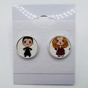 Schitt’s Creek stud earrings, vegan leather, handmade, lightweight, nickel free
